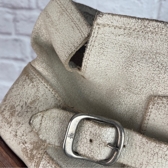 Frye Crackle White Leather Veronica Short Bootie Size 7.5 - Picture 5 of 9